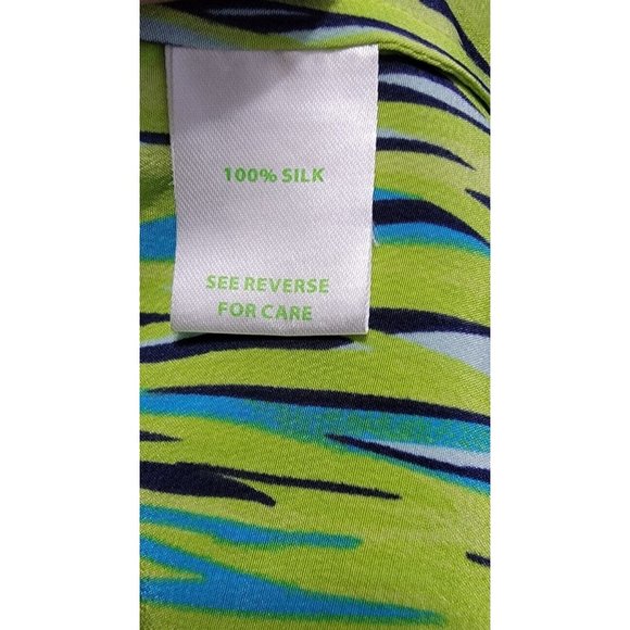 LILLY PULITZER Size 6 Multicolor Graphic Print Sleeveless Silk Ruffle V-Neck Top - Picture 6 of 14